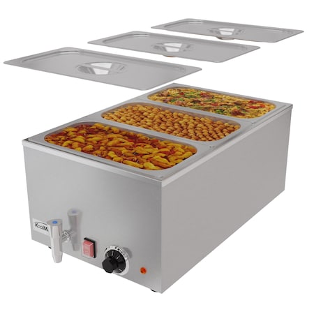 Koolmore Commercial Bain Marie Countertop Food Warmer, Soup Station, and Buffet Table Server CFW-3T